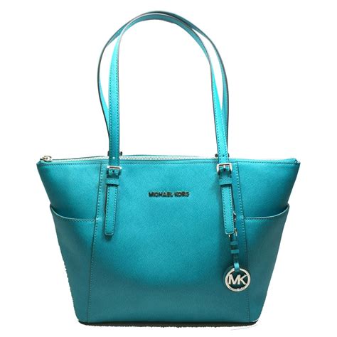 michael kors jet set tote tile blue|Michael Kors jet set large.